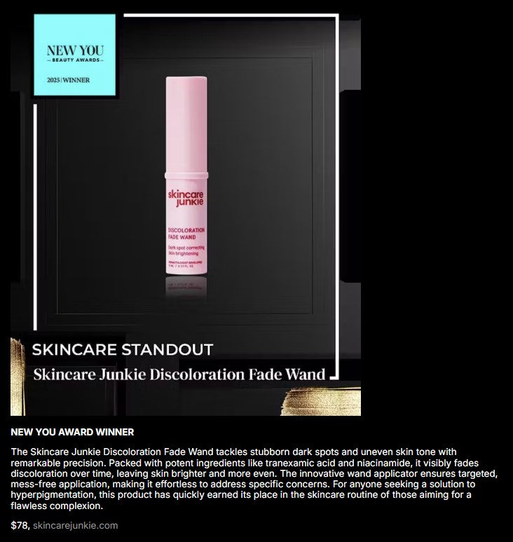 NEW YOU Beauty Awards 2025 Product Winners - Discoloration Fade Wand Wins Skincare Standout
