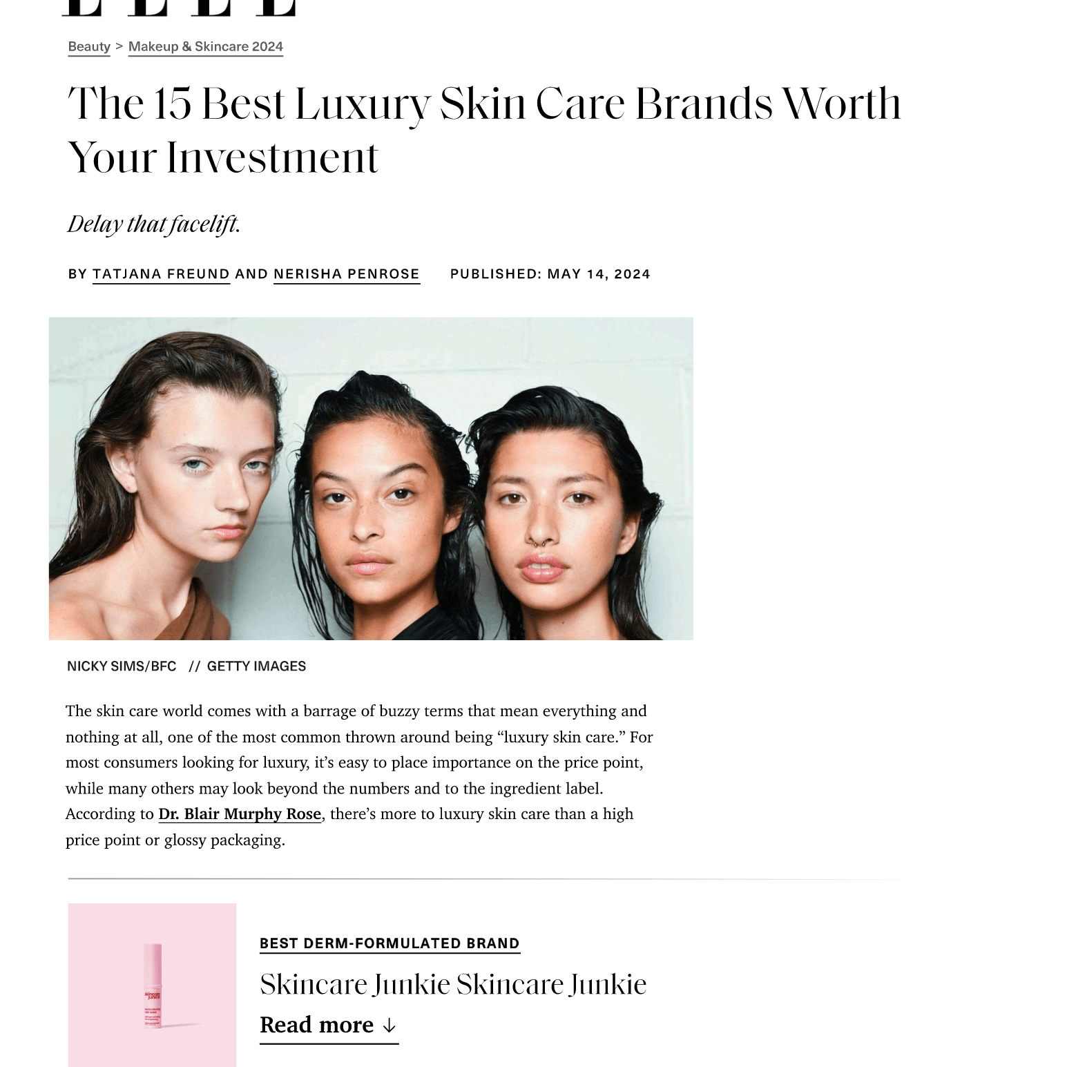 ELLE: The 15 Best Luxury Skin Care Brands Worth Your Investment