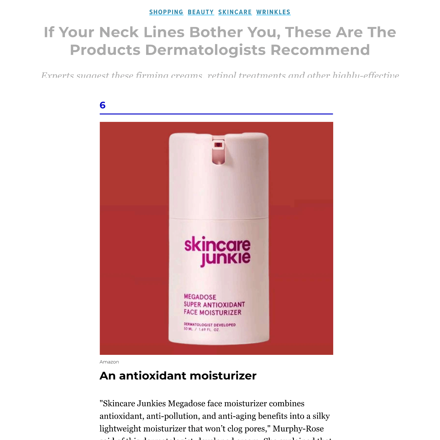 HUFFPOST: If Your Neck Lines Bother You, These Are The Products Dermatologists Recommend