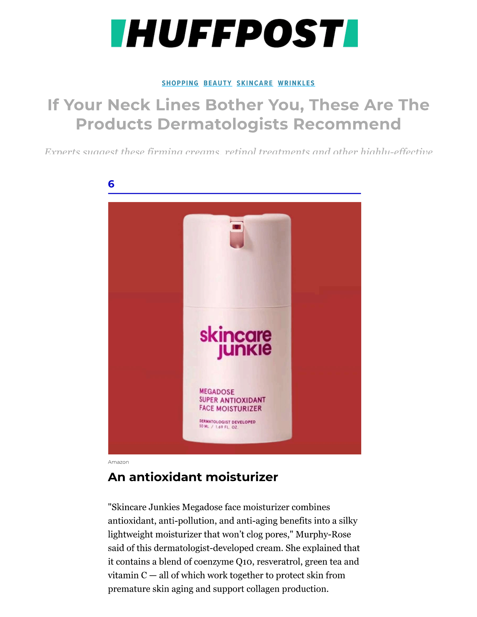 HUFFPOST: If Your Neck Lines Bother You, These Are The Products Dermatologists Recommend