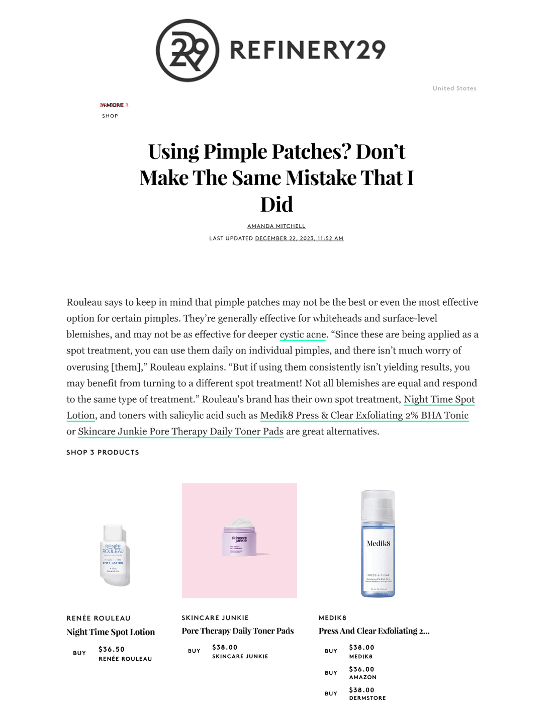 REFINERY 29: Using Pimple Patches? Don’t Make The Same Mistake That I Did